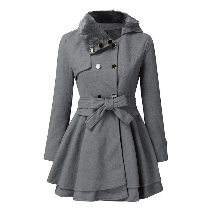 Yen | Schicker Trenchcoat mit veganem Pelz
