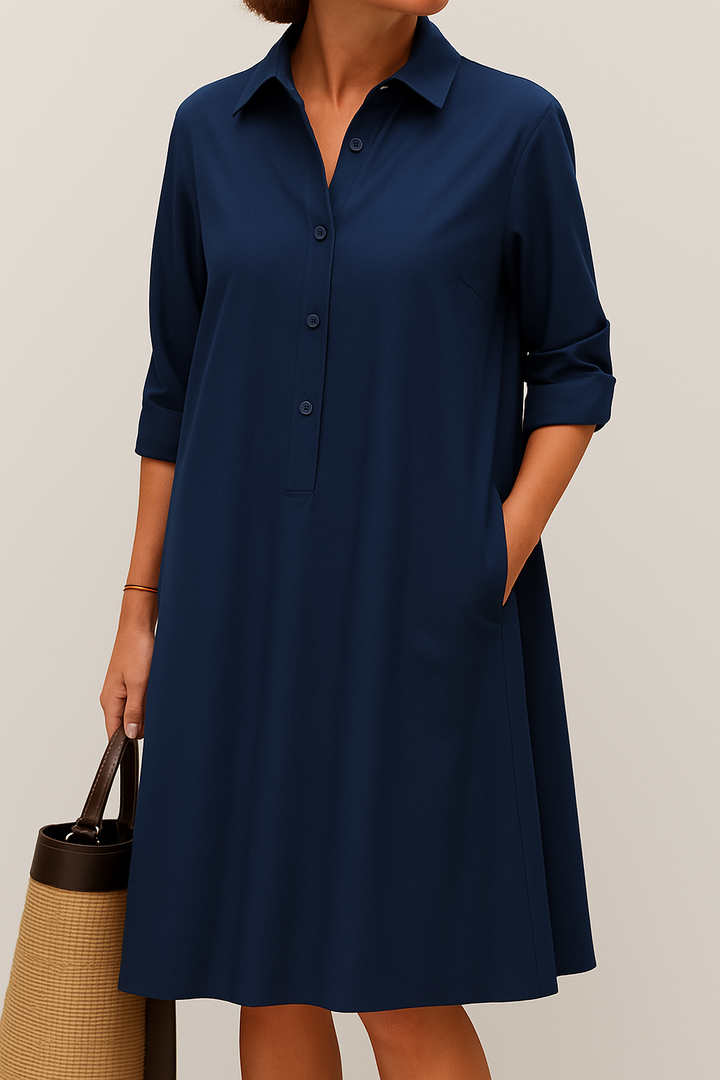 Celia | Knopfkleid Hochwertiger Stoff