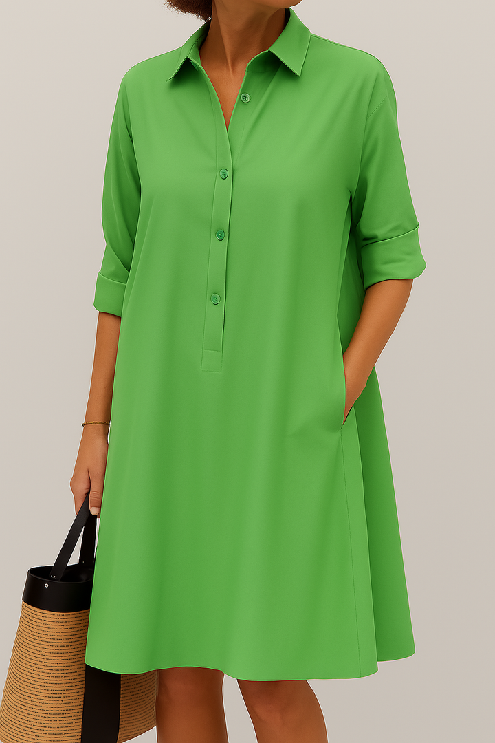 Celia | Knopfkleid Hochwertiger Stoff