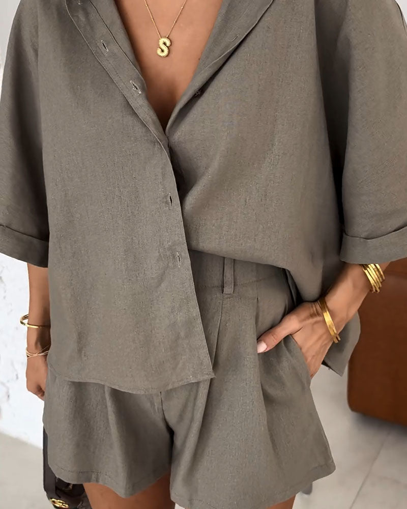Teresa Tägliches Casual Lose Bluse und Shorts Set