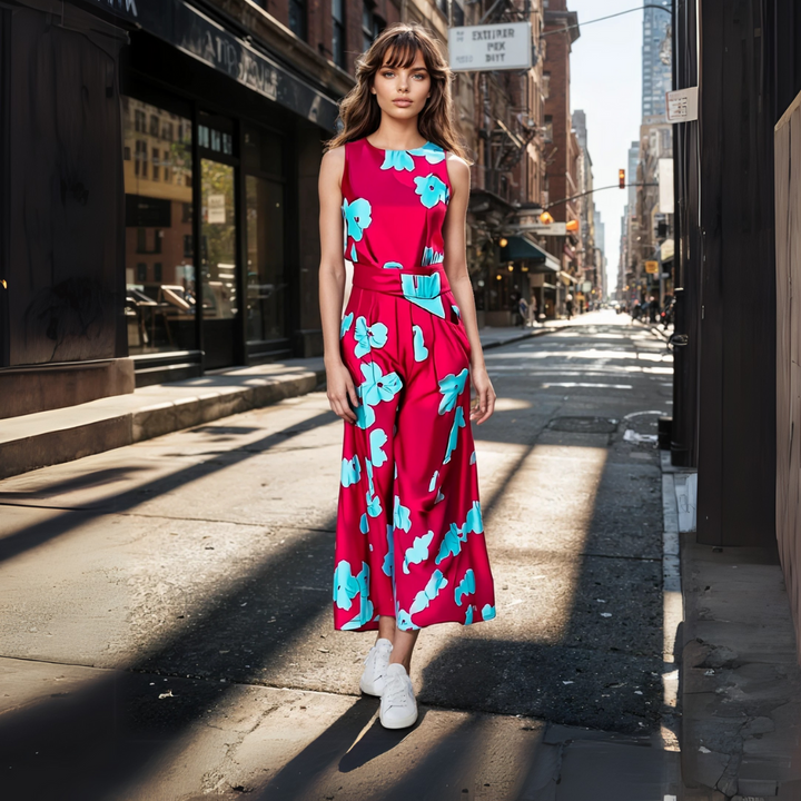 Pat | Elegantes Tunika-Abendkleid mit Blumendruck