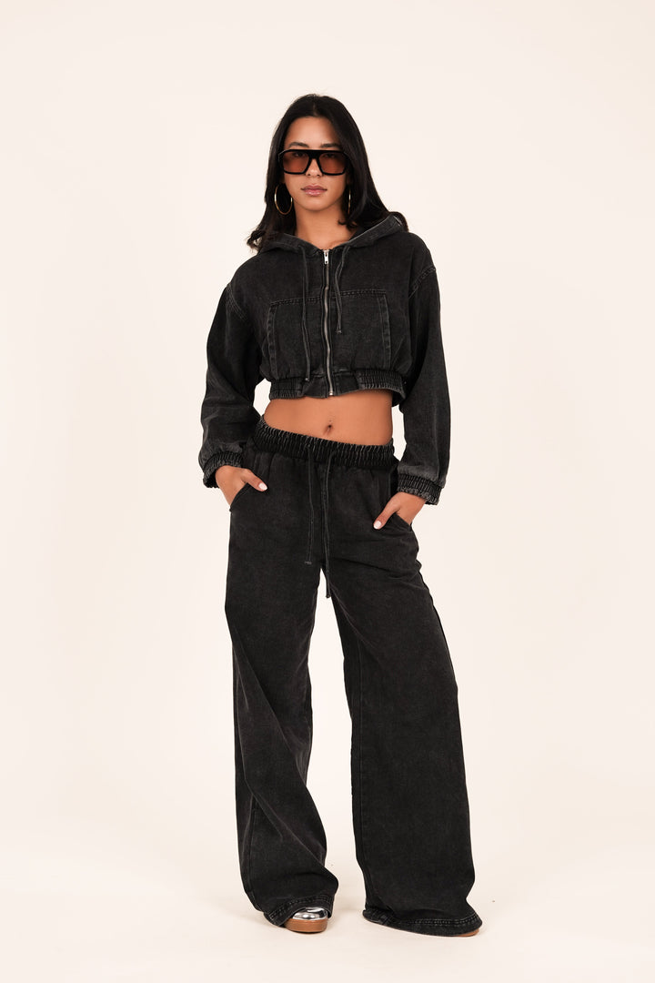 Jillian - Gekürzte Jeansjacke schwarz