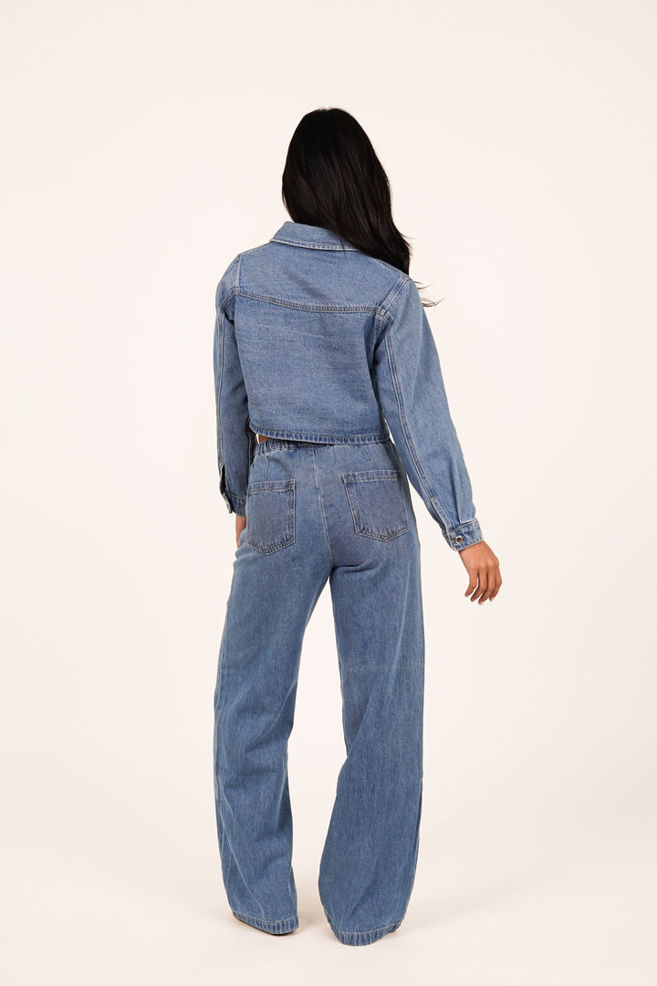 Virginia Gekürzte Jeansjacke blau