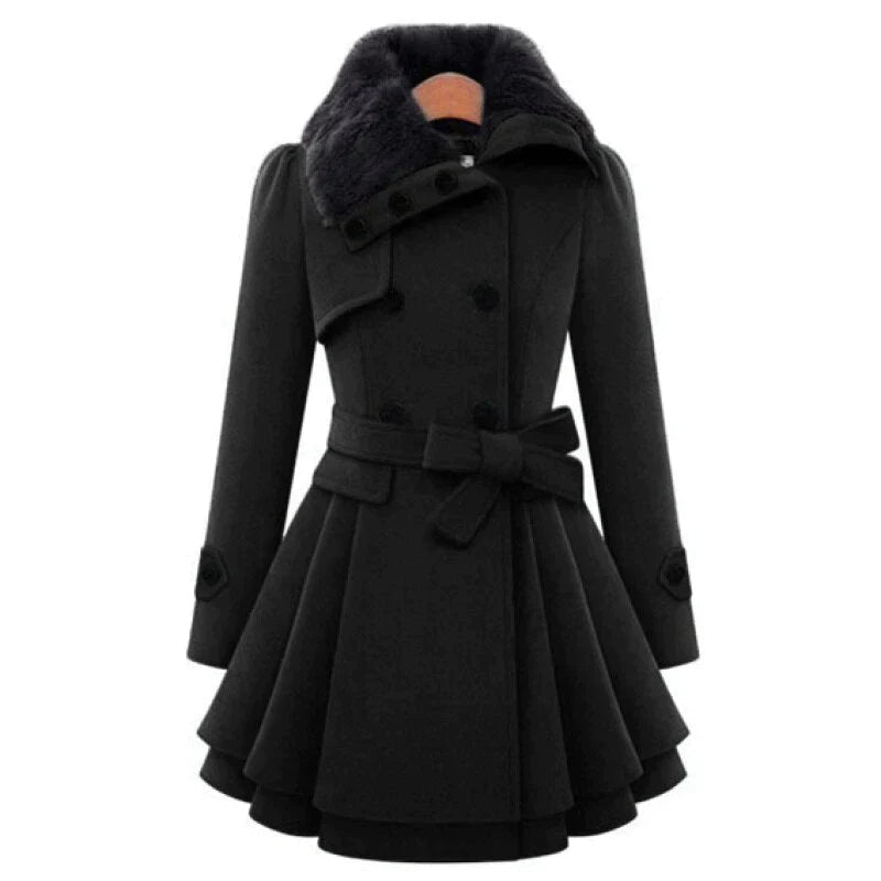 Yen | Schicker Trenchcoat mit veganem Pelz