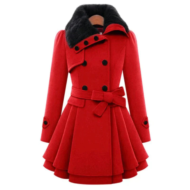 Yen | Schicker Trenchcoat mit veganem Pelz