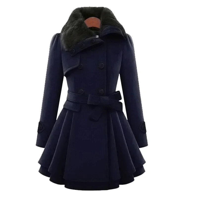 Yen | Schicker Trenchcoat mit veganem Pelz