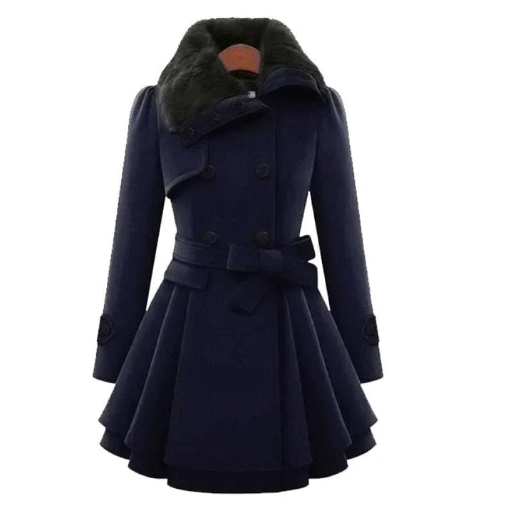 Yen | Schicker Trenchcoat mit veganem Pelz