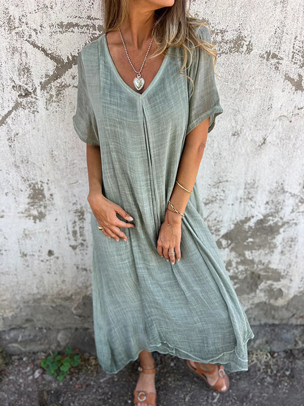 Hana™ | Lockeres Kleid mit V-Ausschnitt