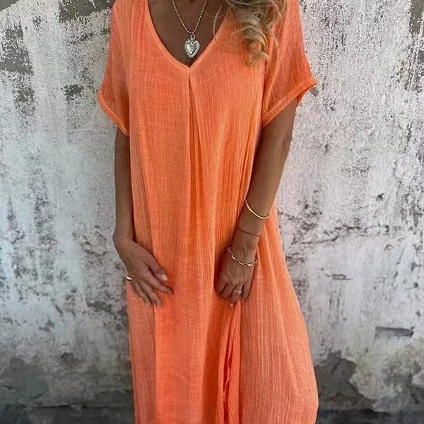 Hana™ | Lockeres Kleid mit V-Ausschnitt