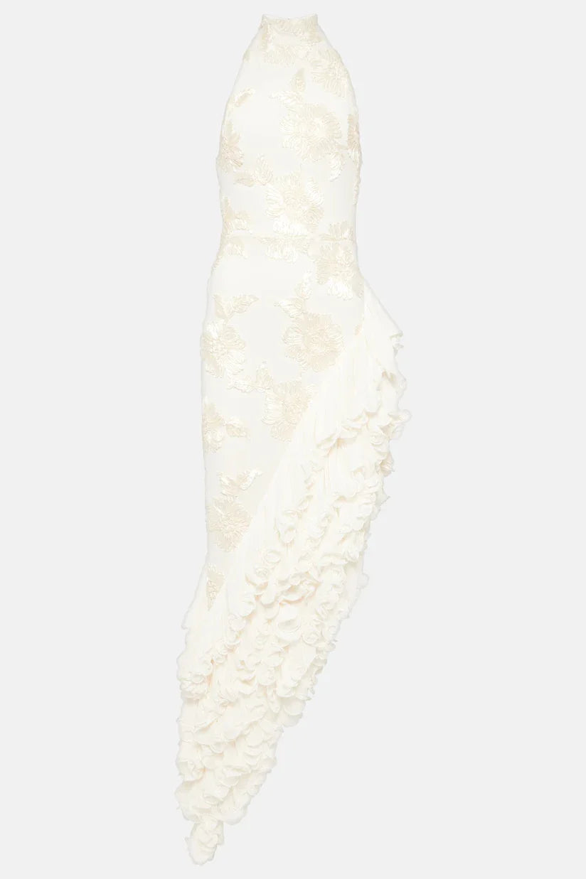 Zenovia Floral-Appliqué Maxikleid