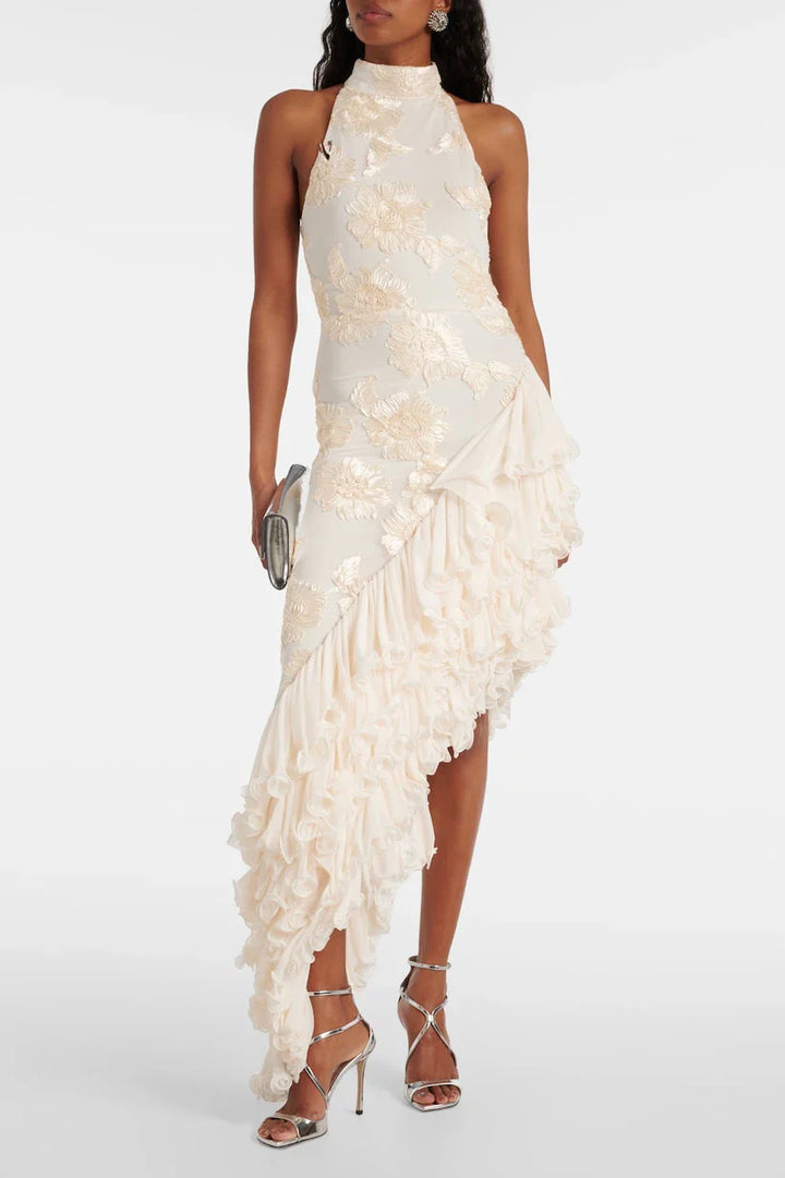 Zenovia Floral-Appliqué Maxikleid