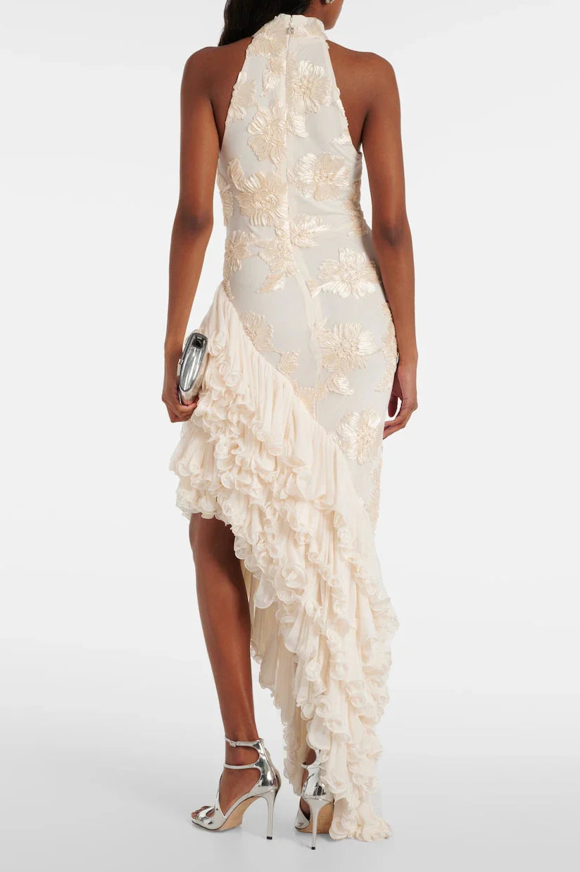Zenovia Floral-Appliqué Maxikleid