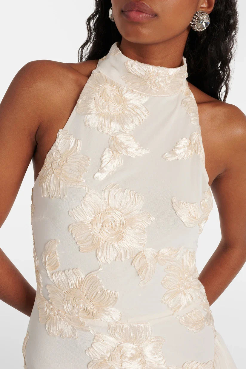 Zenovia Floral-Appliqué Maxikleid
