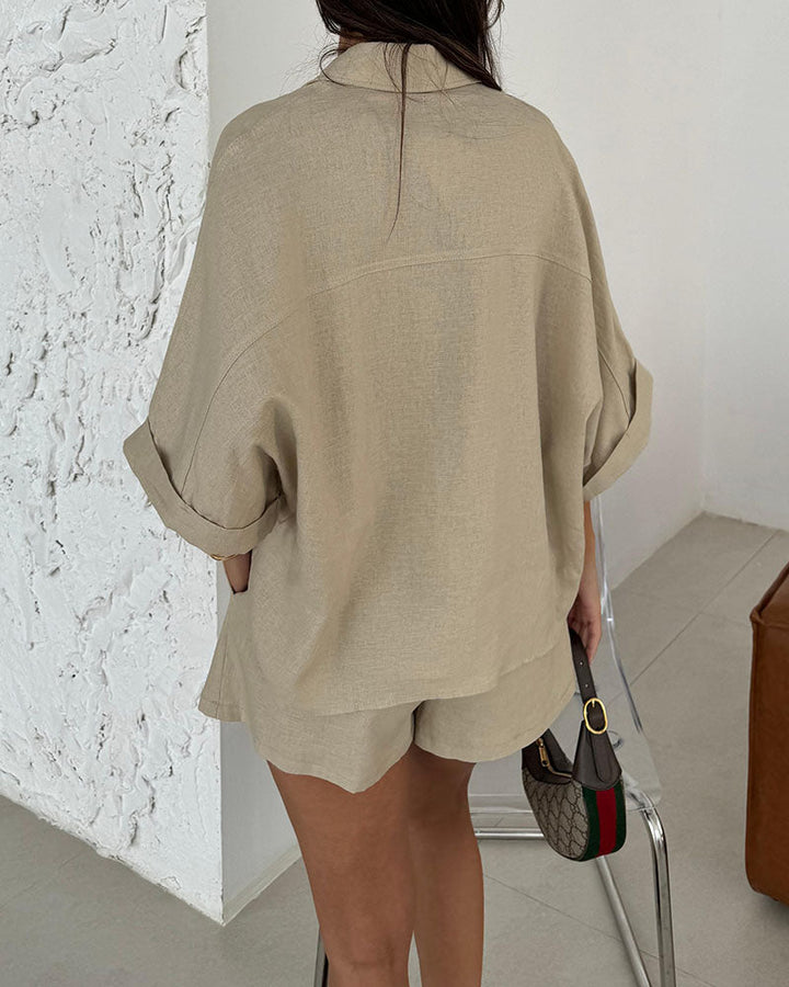Teresa Tägliches Casual Lose Bluse und Shorts Set