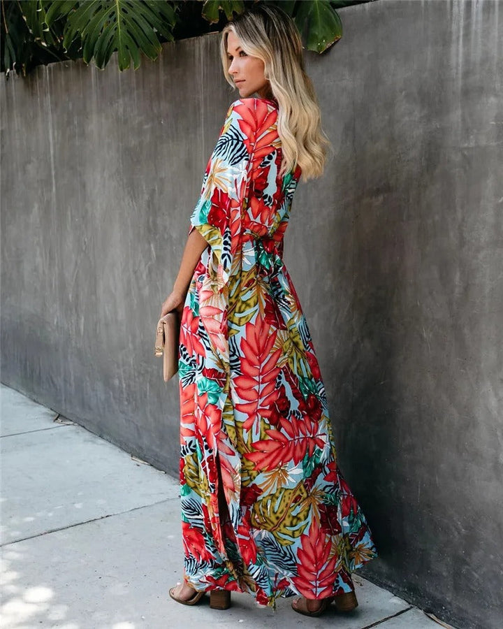 Tel - Sommerliches, lockeres Kimono-Maxikleid