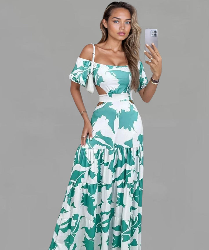Ashie - Kleid mit Blumenmuster und trägerlosem Design
