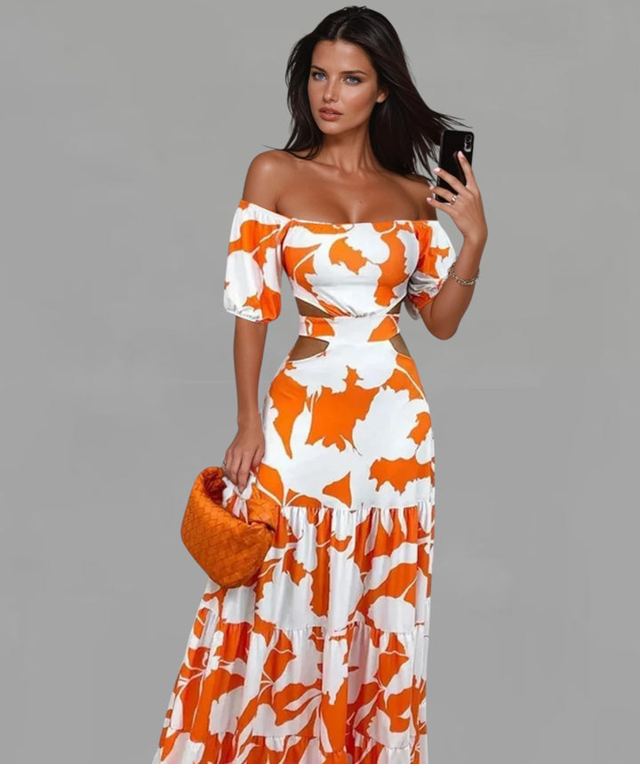 Ashie - Kleid mit Blumenmuster und trägerlosem Design