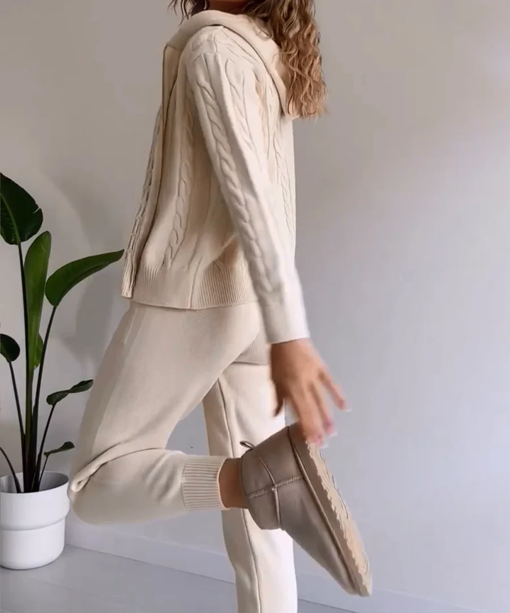 Liv Lässiges Jacquard-Strickpullover-Set