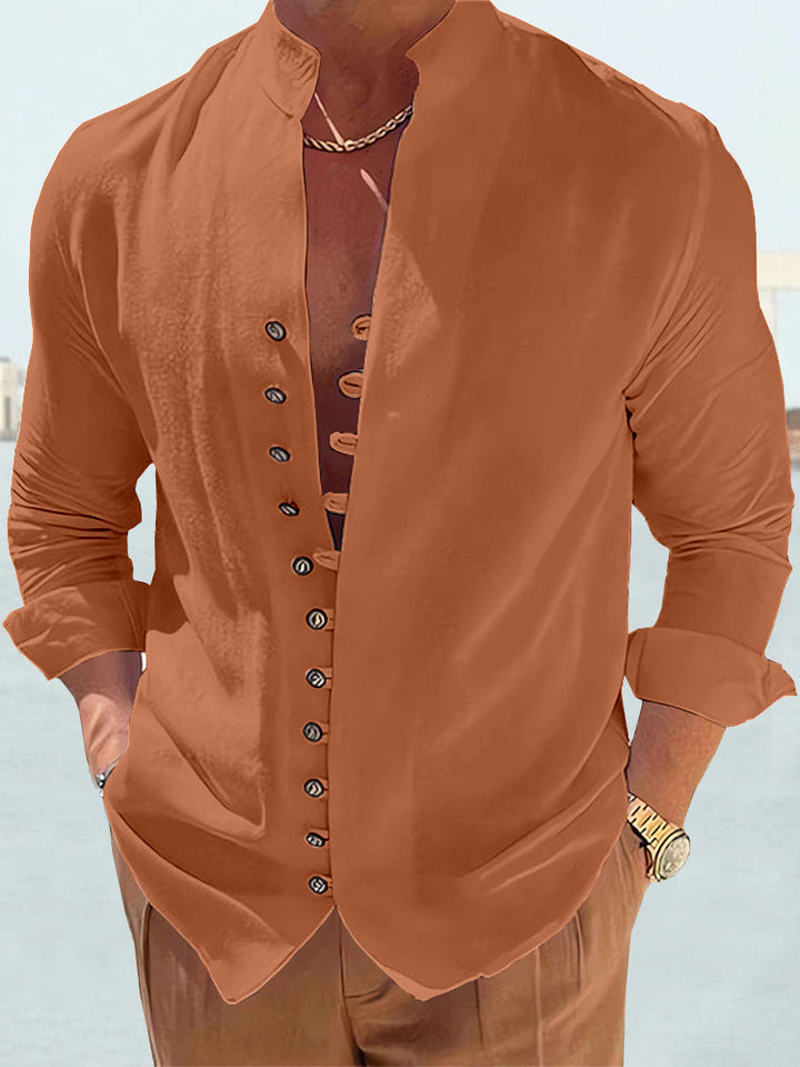 Cyan - KATOENEN LINNEN SHIRT MET LANGE MOUWEN