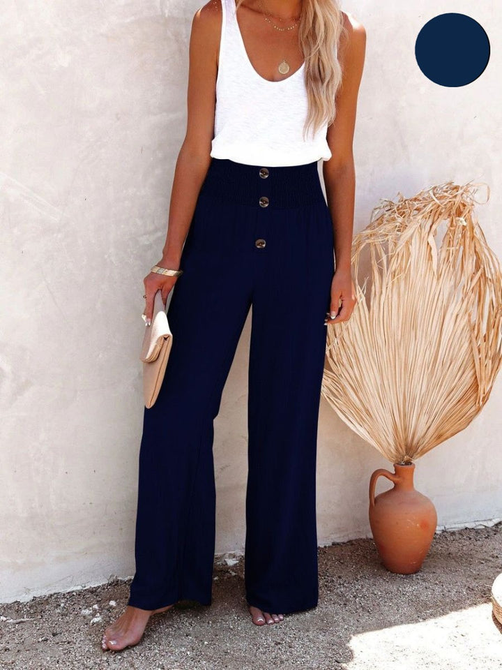 Sophia™ | Elastische Hose mit hoher Taille aus Baumwolle und Leinen