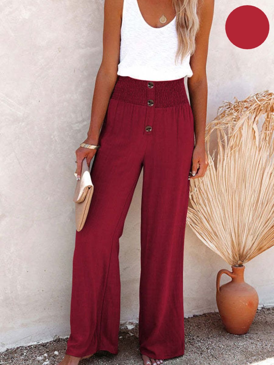 Sophia™ | Elastische Hose mit hoher Taille aus Baumwolle und Leinen
